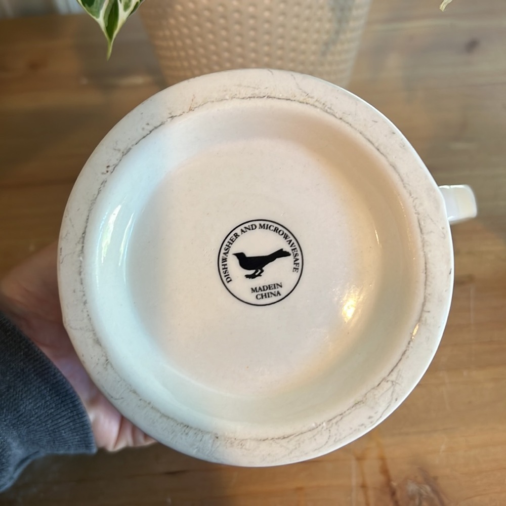 Anthropologie Mug K Initial Shaving Barber Cup Monogram White Black Boho 12 oz - Picture 6 of 7